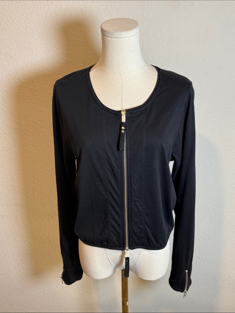 NWT Ultimate Mik’s Black Long Sleeve Zip Front Cotton Cardigan